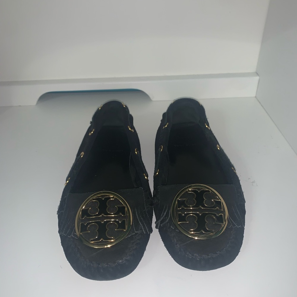 Tory Burch Black And Gold Flat Shoes Size 5m Gem